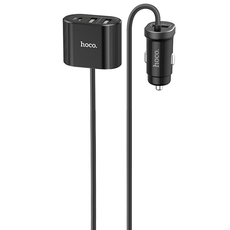 

АвтоЗарядка - Блок Питания в Прикуриватель Hoco Z35 под USB / Type-C ( 3 разъёма ) для IPhone и IPad / Android / 2.4A / Черный