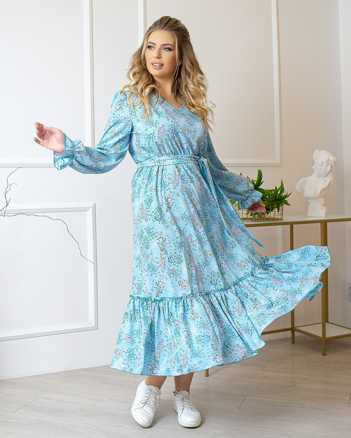 

Женское платье Fashion Look 466 голубой 54-56