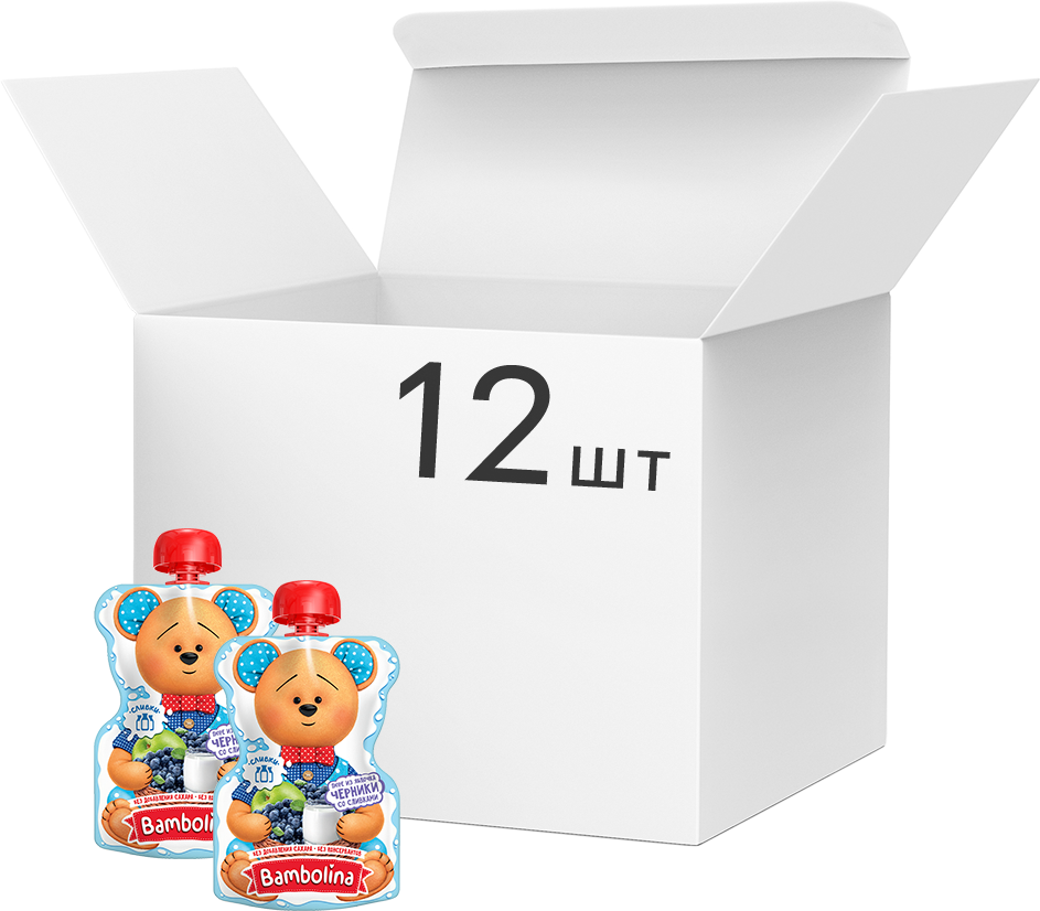 

Упаковка пюре Bambolina из яблок и черники со сливками 90 г x 12 шт (4813538007344)