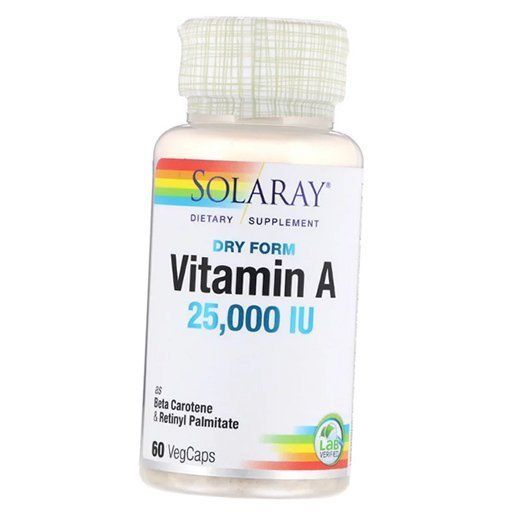 

Витамин А, Dry Vitamin A 25000, Solaray 60вегкапс (36411043)