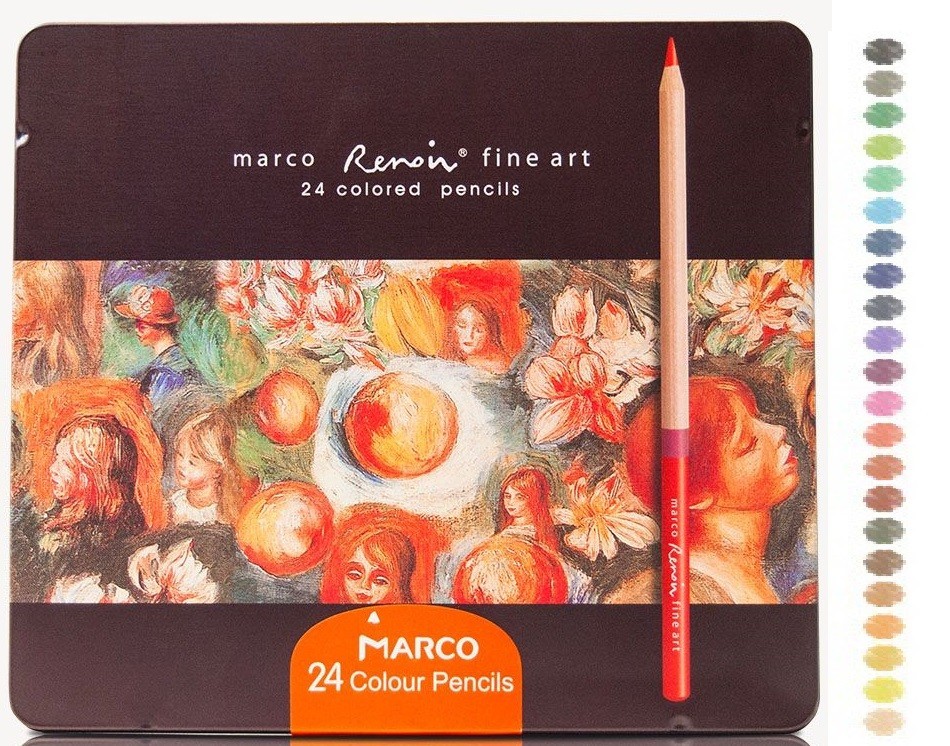 

Набор цветных карандашей Marco Renoir FineArt-24TN 24 цвета, в металлическом пенале