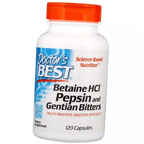 

Betaine HCI Pepsin & Gentian Bitters Doctor's Best 120капс (72327009)