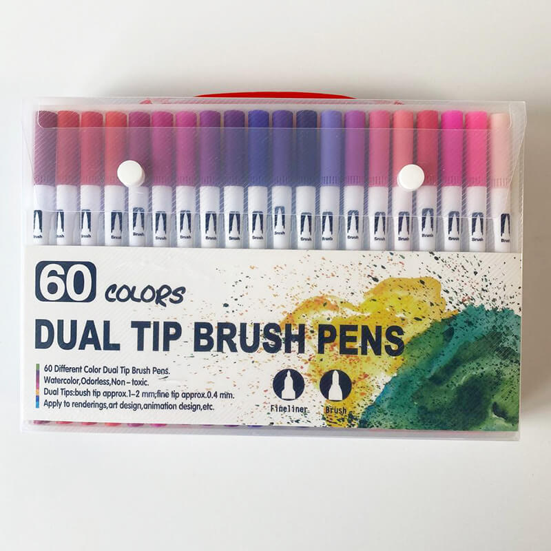 

Маркеры-линеры Dual Tip Brush Pens 60 шт. на водной основе двухсторонние (VF333004)