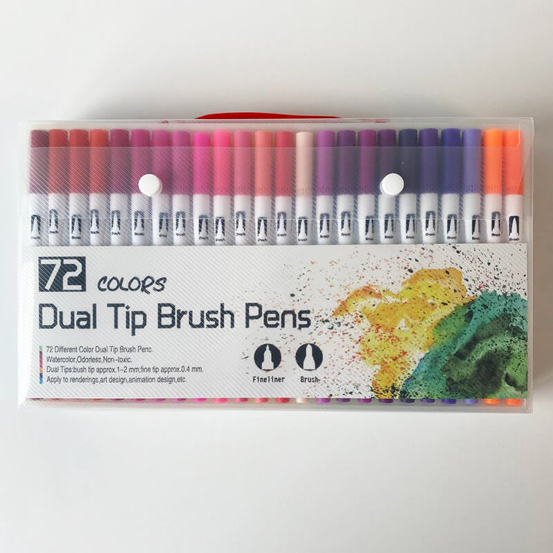 

Маркеры-линеры Dual Tip Brush Pens 72 шт. на водной основе двухсторонние (VF333003)