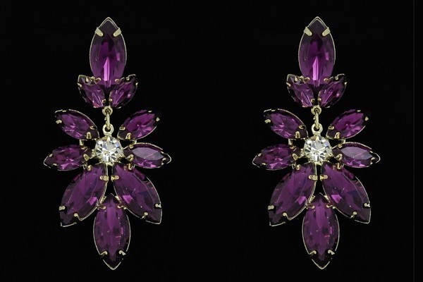 

Серьги Хрустальные лепестки с фиолетовыми фианитами - RH51109-9