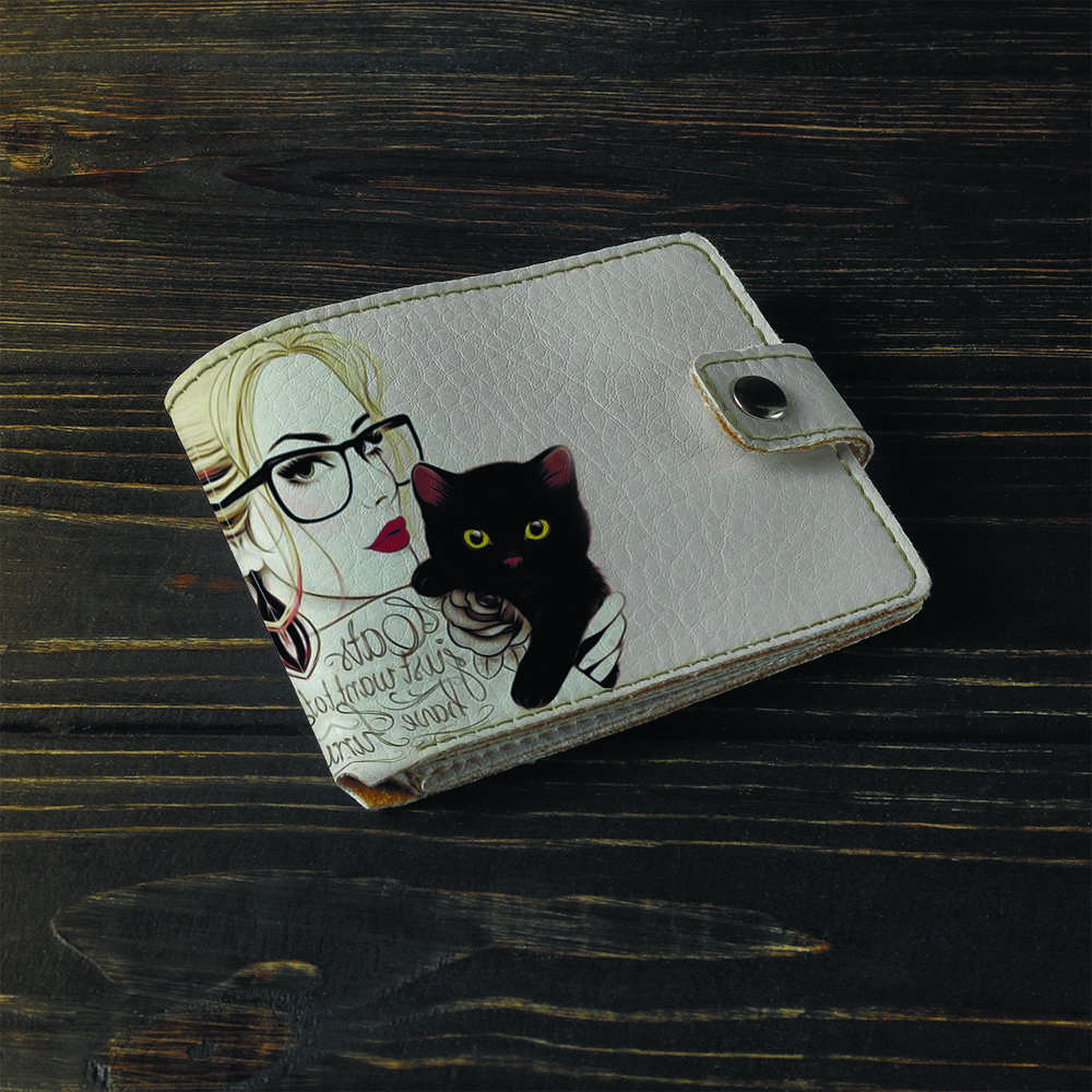 

Кошелёк Fisher Gifts Uno 25 Девушка с котиком экокожа