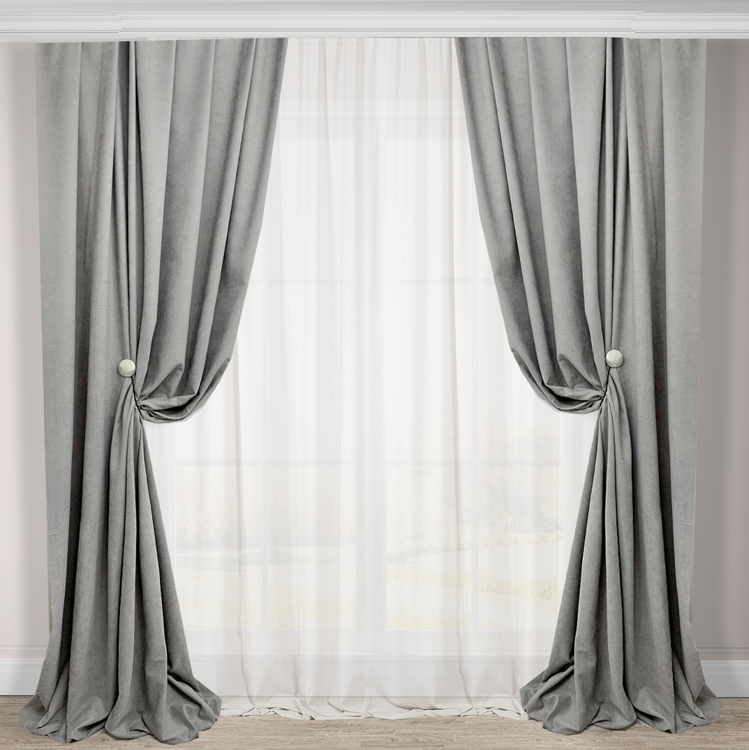 

Шторы Adagio Windows Decor Манчестер в среднем сером цвете 150х290см (2шторы)