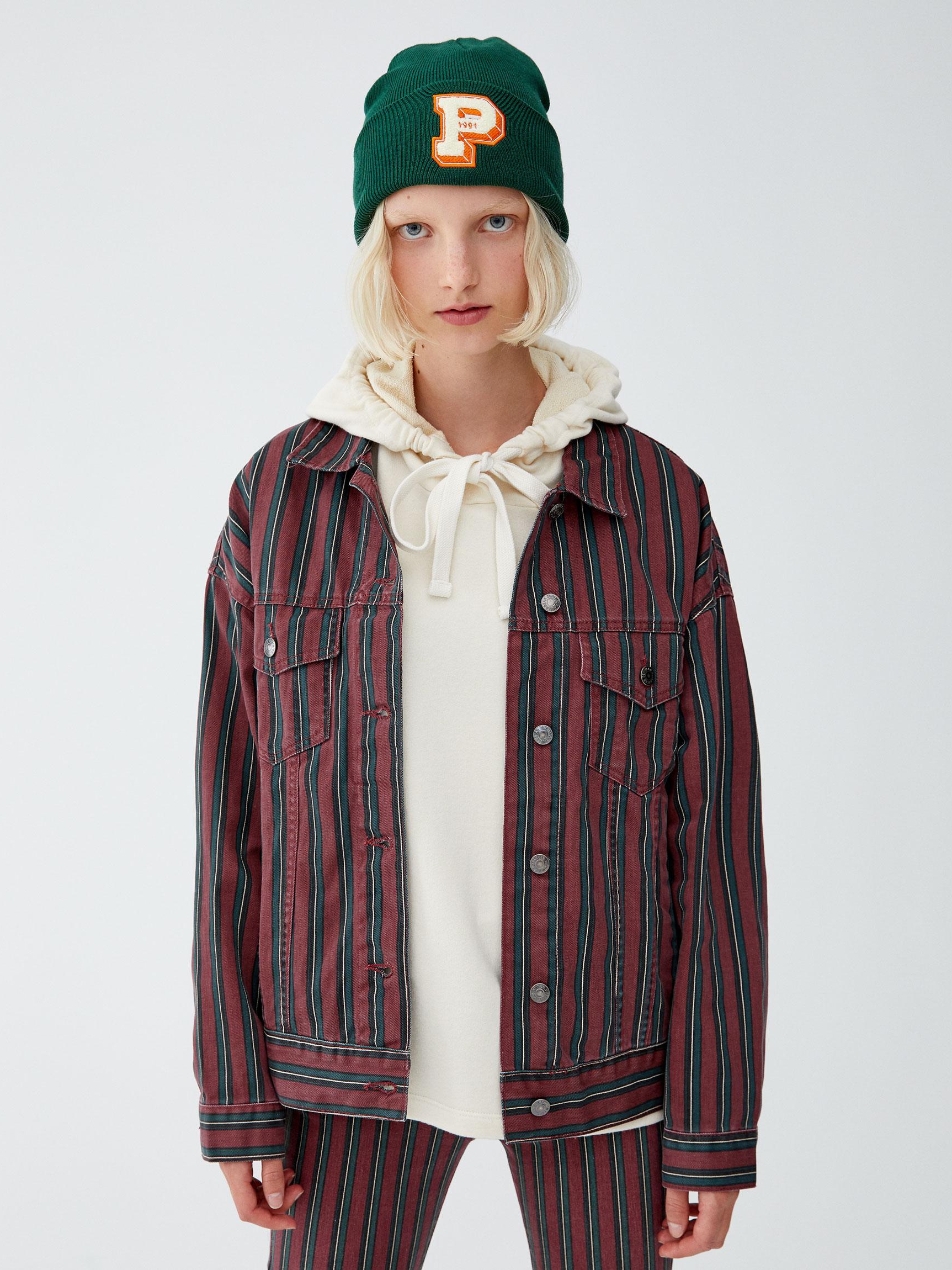 

Куртка-рубашка Pull & Bear 9711341605-AEAV S Бордовая с разноцветным