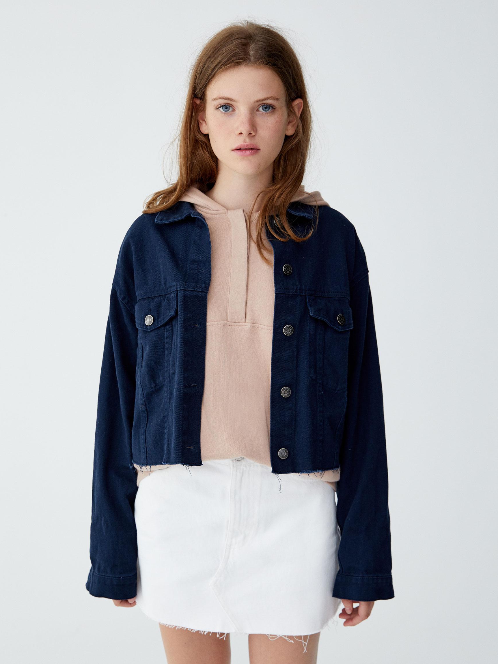

Джинсовая куртка Pull & Bear 9711334422-AAQJ M Темно-синяя