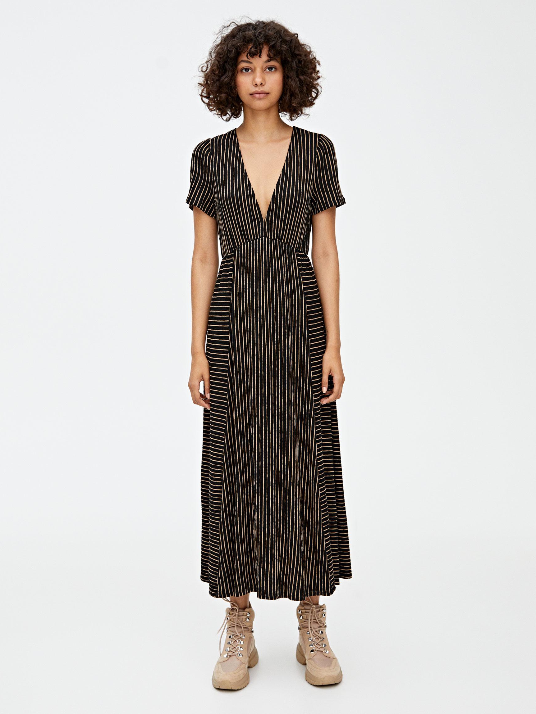

Платье Pull & Bear 9390384800-AAXN XL Черное с бежевым