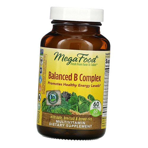 

Витамины группы В, Balanced B Complex, Mega Food 60таб (36343026)