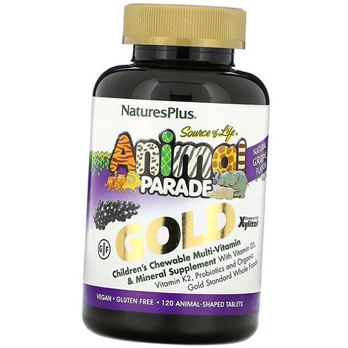 

Мультивитамины для детей, Animal Parade Gold Children's Multi, Nature's Plus 120таб Виноград (36375027)