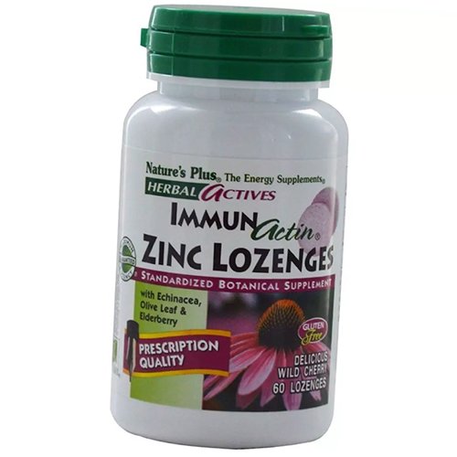 

Леденцы с цинком для иммунитета, ImmunActin Zinc Lozenges, Nature's Plus 60леденцов Дикая вишня (36375157)