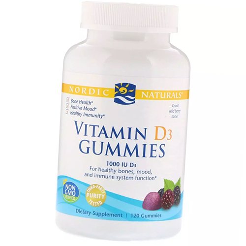 

Жевательный Витамин Д, Vitamin D3 Gummies, Nordic Naturals 120таб Лесная ягода (36352034)