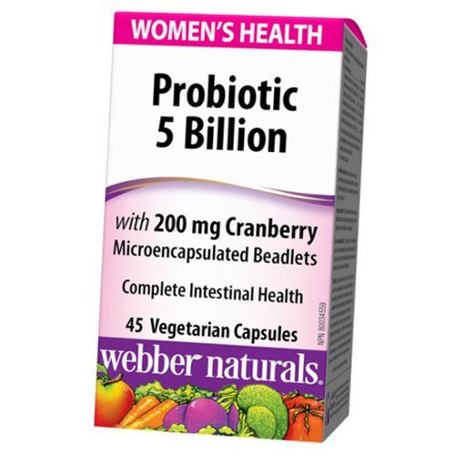 

Пробиотики, Probiotic 5 Billion with Cranberry, Webber Naturals 45капс (69485006)