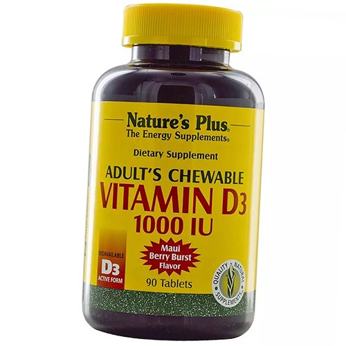

Жевательный Витамин Д3 для взрослых, Vitamin D3 1000, Nature's Plus 90таб Ягодный взрыв (36375155)