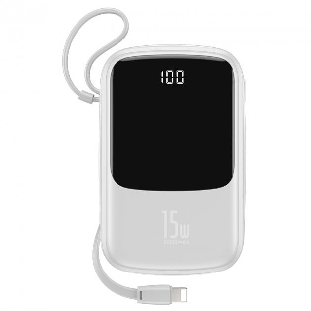 

Повербанк Baseus 10000mAh Quick Charge 15W с кабелем Lightning White