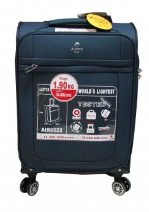 

Малый полиэстеровый чемодан Airtex 6522 на 4 колесах темно-синий