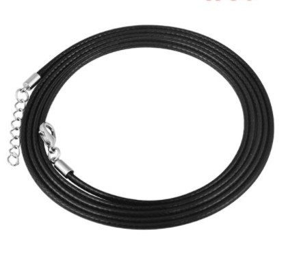 

Вощеный шнур для кулонов, подвесок, крестиков, черный, с карабином и удлинителем, длина 60 см