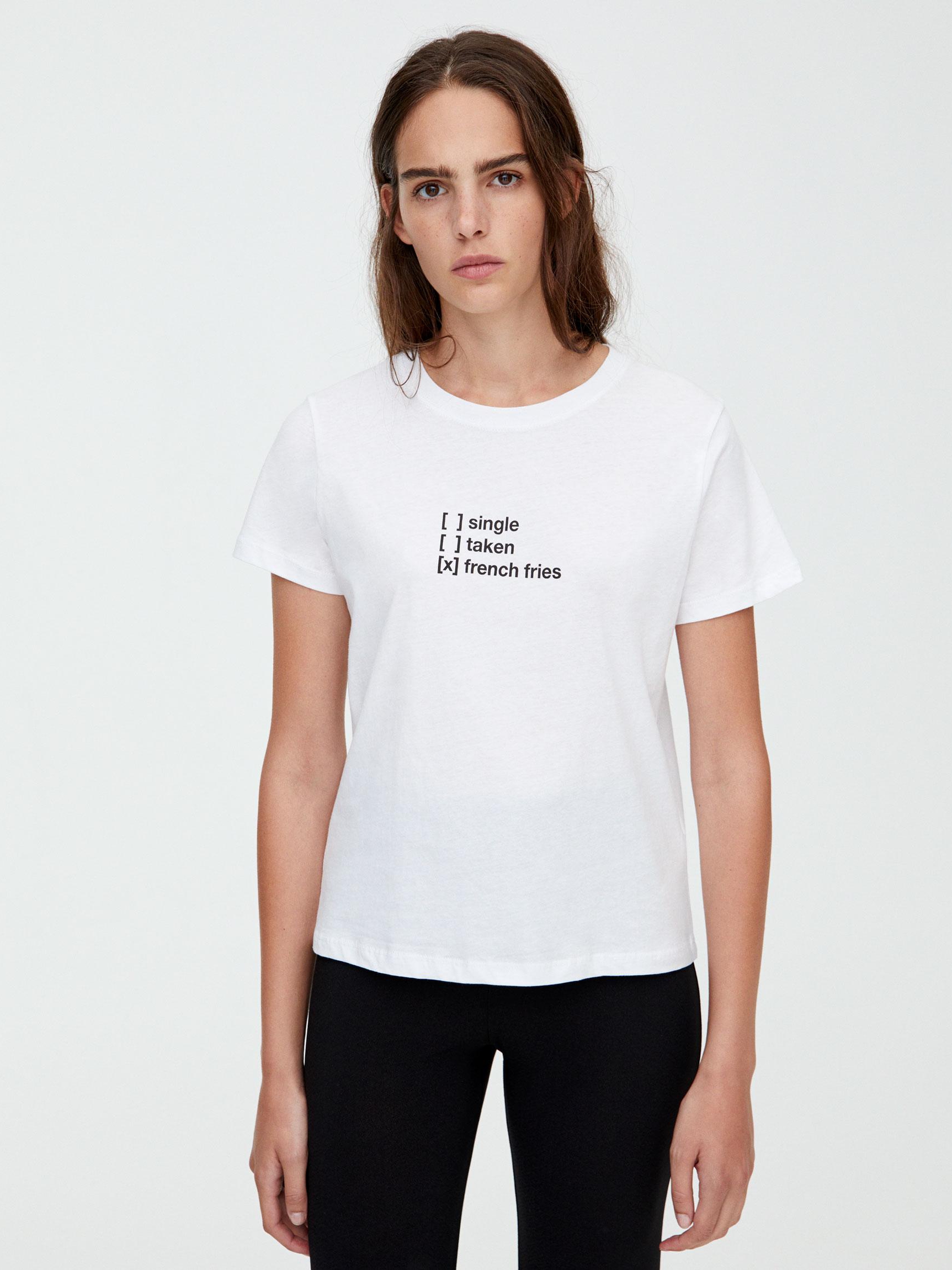 

Футболка Pull & Bear 9239361250-AAWS M Белая с черным