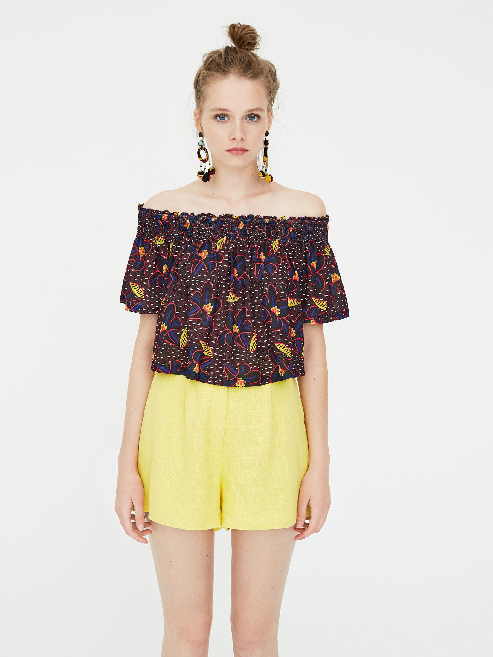 

Топ Pull & Bear 9238332800-ACBJ XS Черный с бордовым