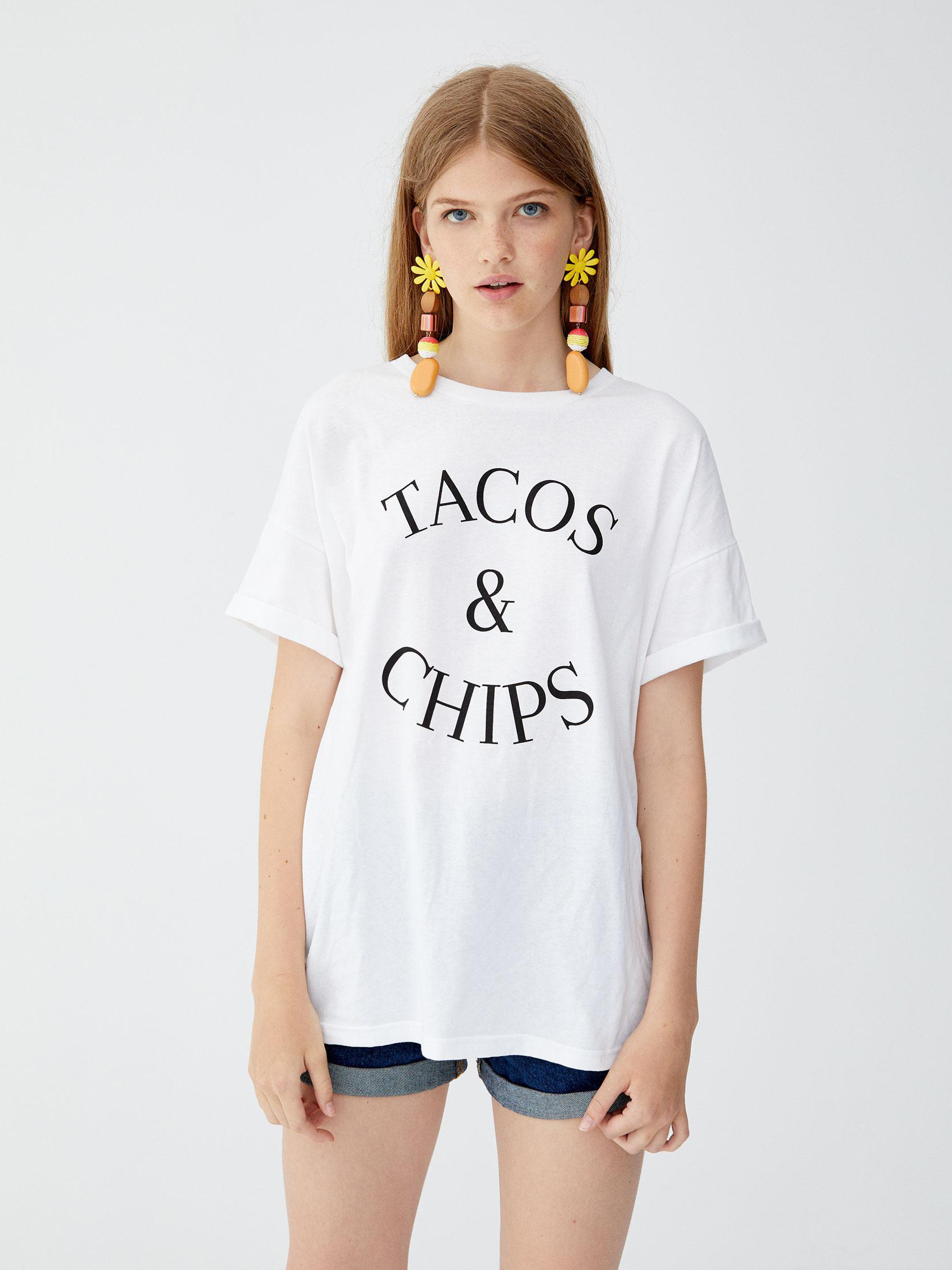 

Футболка Pull & Bear 9238306250-AAWS M Белая с черным
