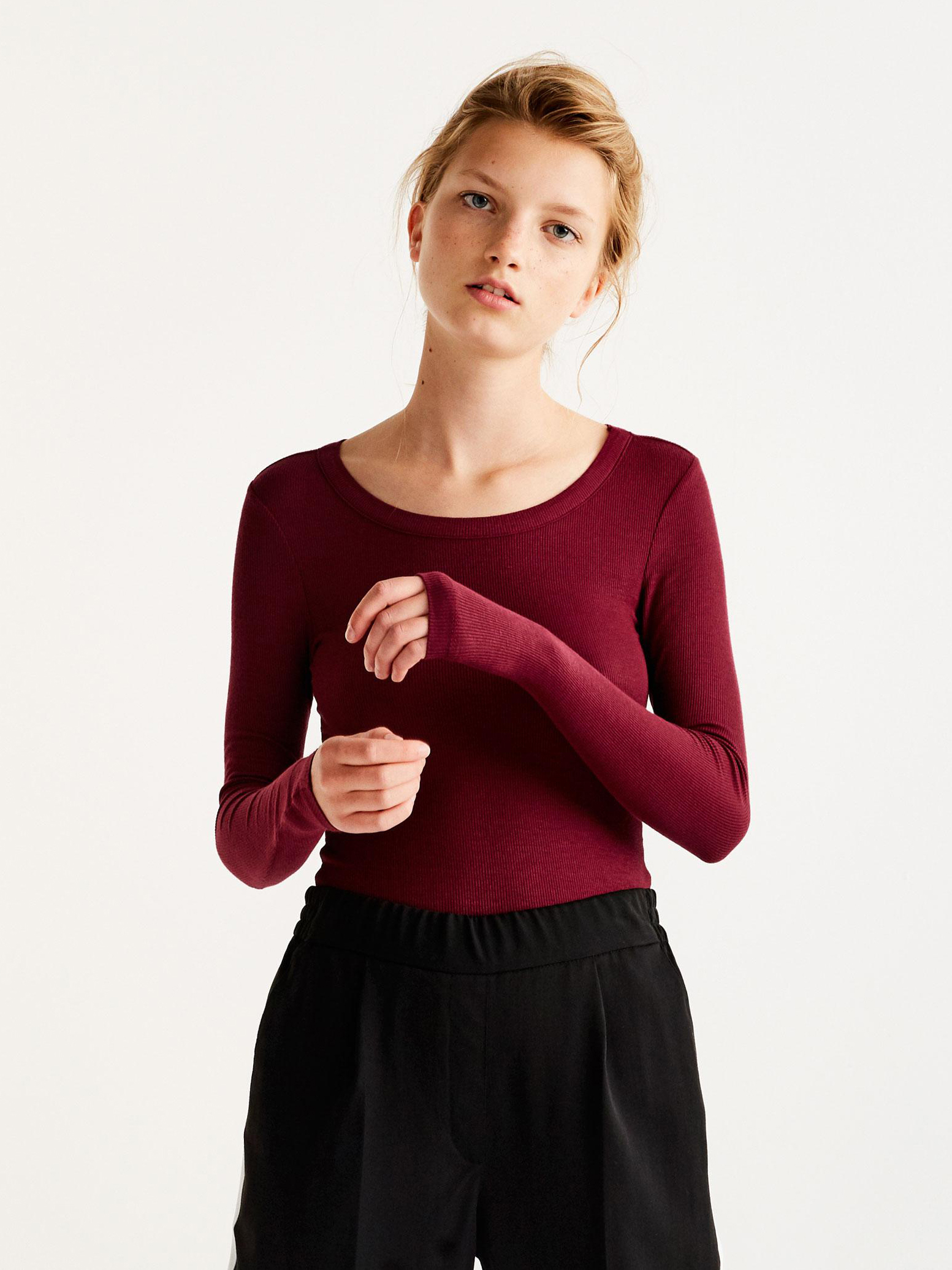 

Лонгслив Pull & Bear 9234360605-ACUK L Бордовый