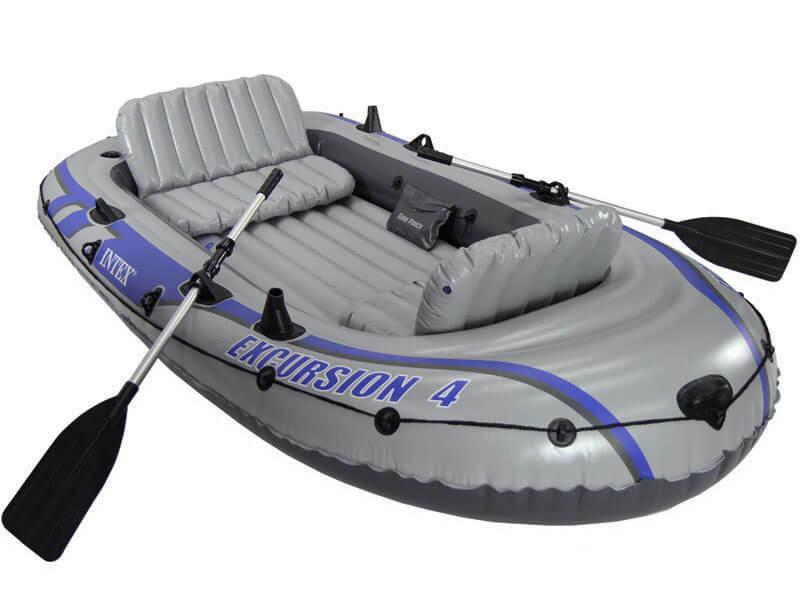 

Лодка надувная четырехместная Intex 68324 Excursion 4 Set 145х315х43 см с веслами и насосом Серый (bint_68324)