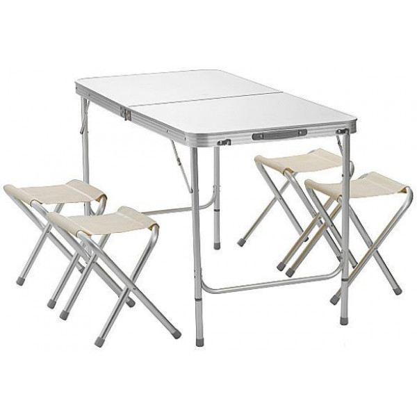 

Стол раскладной для пикника с 4 стульями Folding table стол-чемодан 3 уровня высоты Белый (gr_009800)