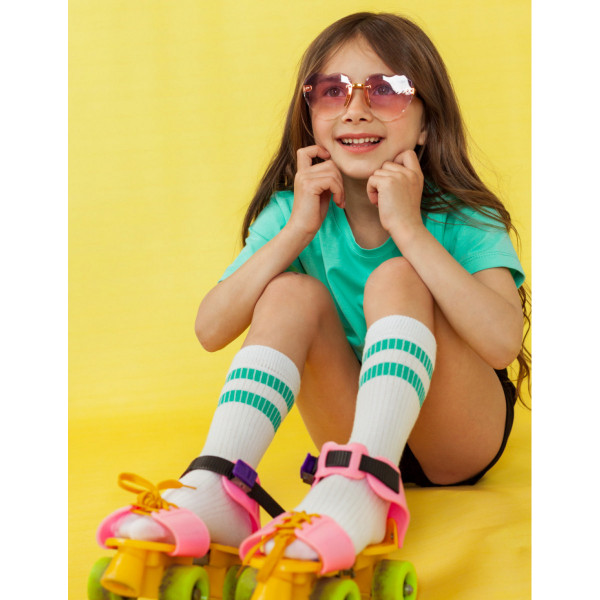 

Гольфы детские белые с мятными полосками EvgaKids 48216 20-22 см