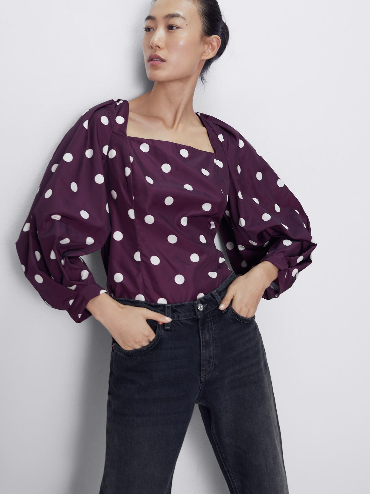

Блузка Zara 8599102610-AAIN S Фиолетовая