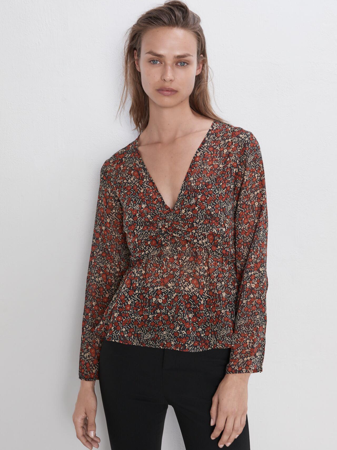 

Блузка Zara 8514155800-ACNG S Черная с красным