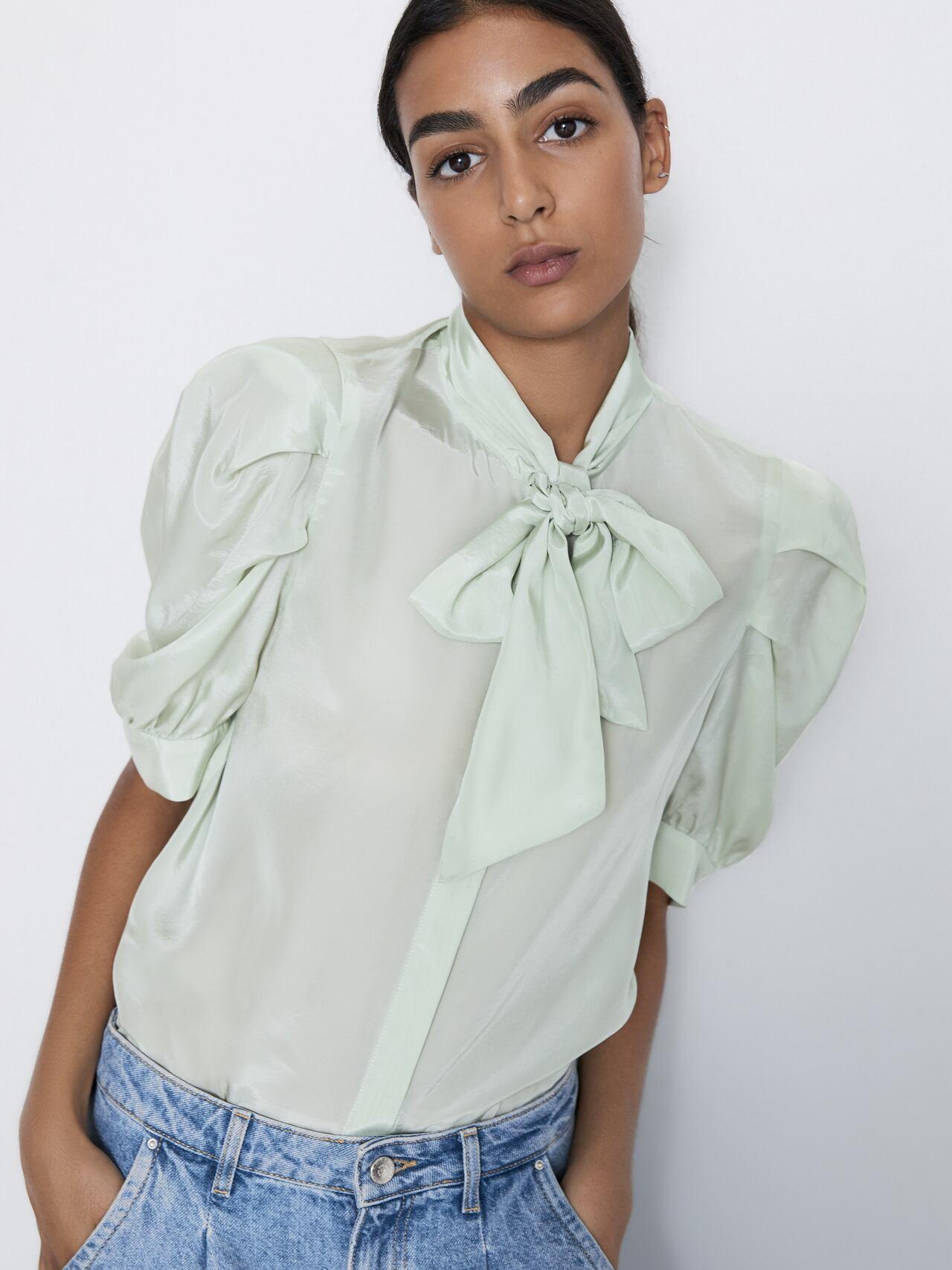 

Блузка Zara 7814739512-ACUB S Бледно-зеленая