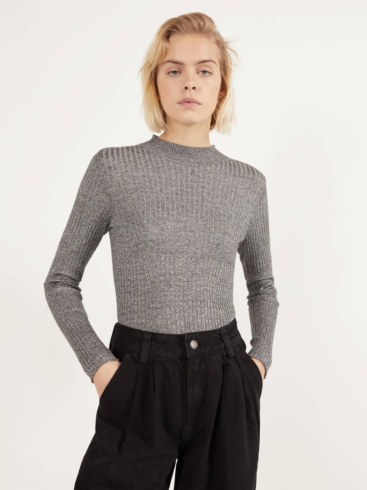 

Гольф Bershka 6847645893-AAWL XS Серый с черным