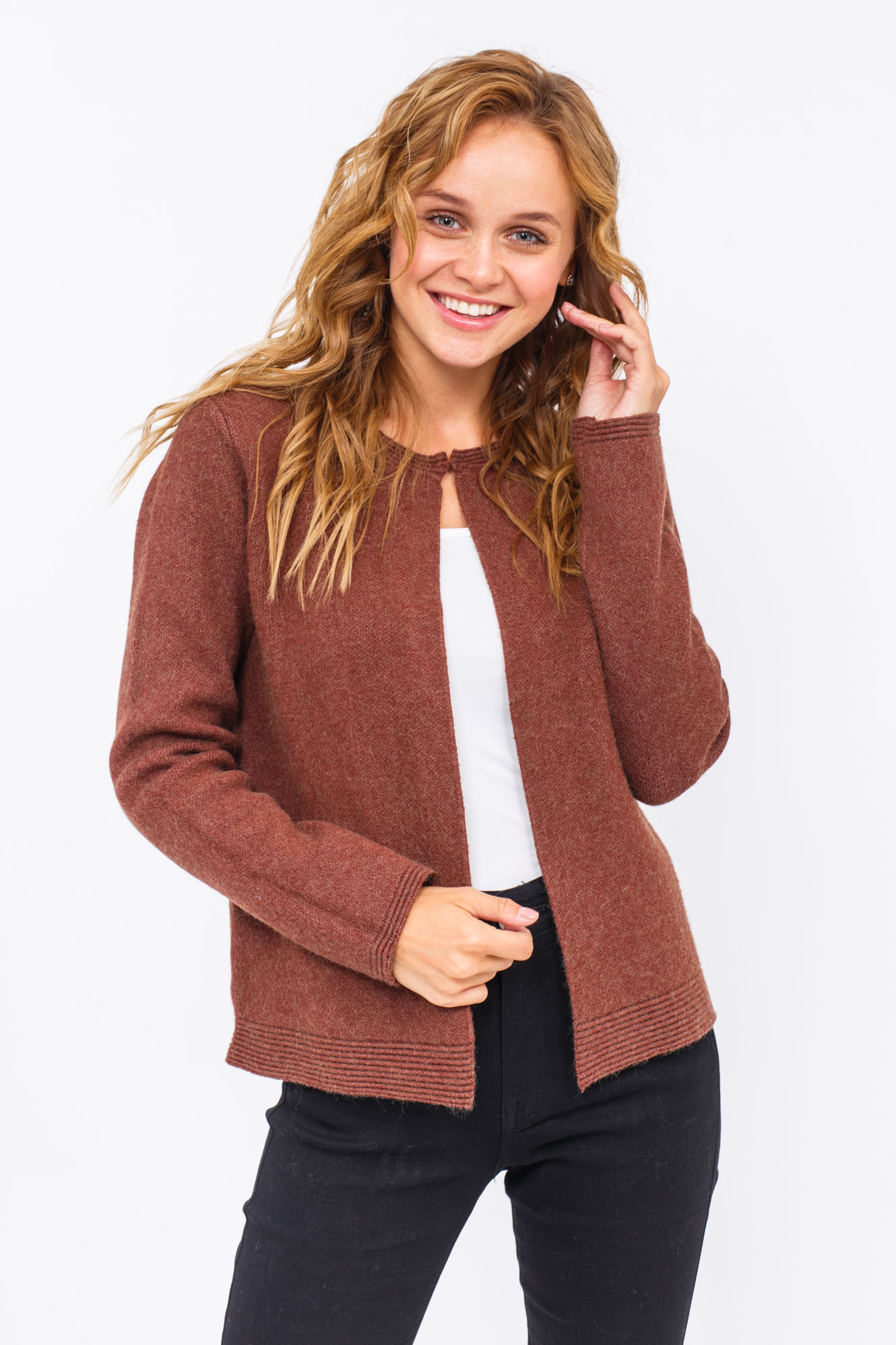 

Стильный короткий кардиган - коричневый цвет, L/XL