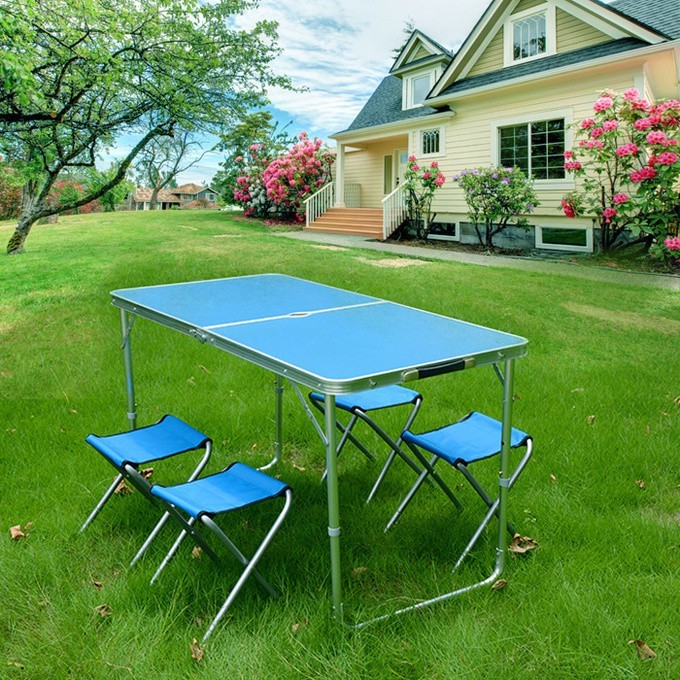 

Стол для пикника раскладной с 4 стульями Folding Table Синий