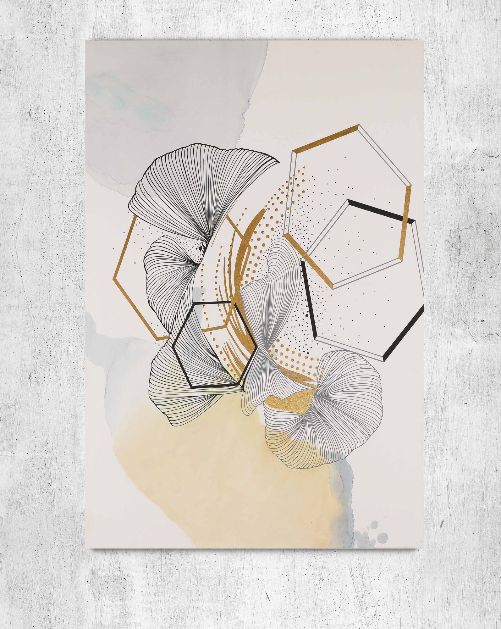 

Картина абстракция акриловыми красками на холсте Mati Geometric composition Ручной работы 60х90 см (AA-147 60-90)