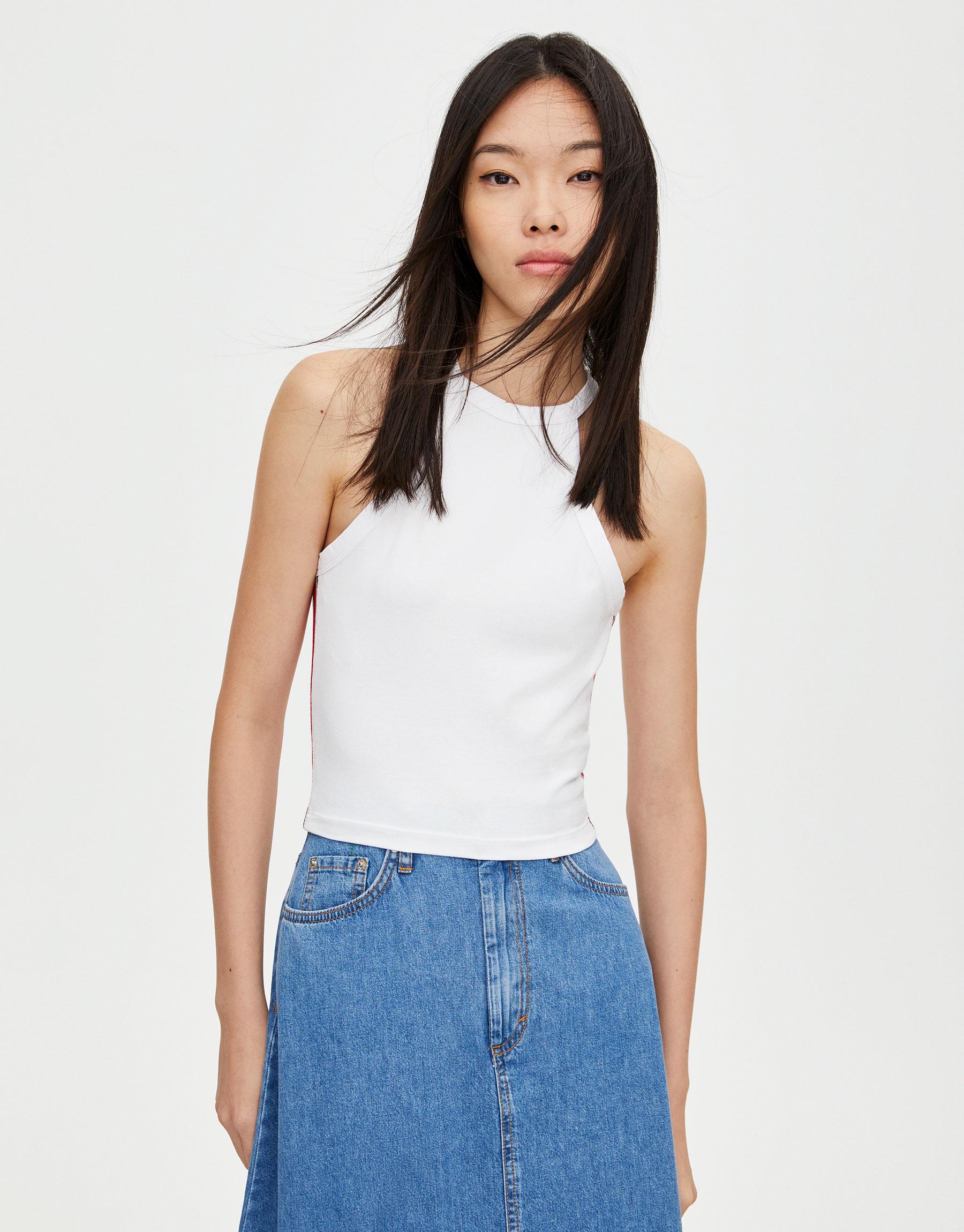 

Топ Pull & Bear 5246345250-ACFM M Белый с черным и красным