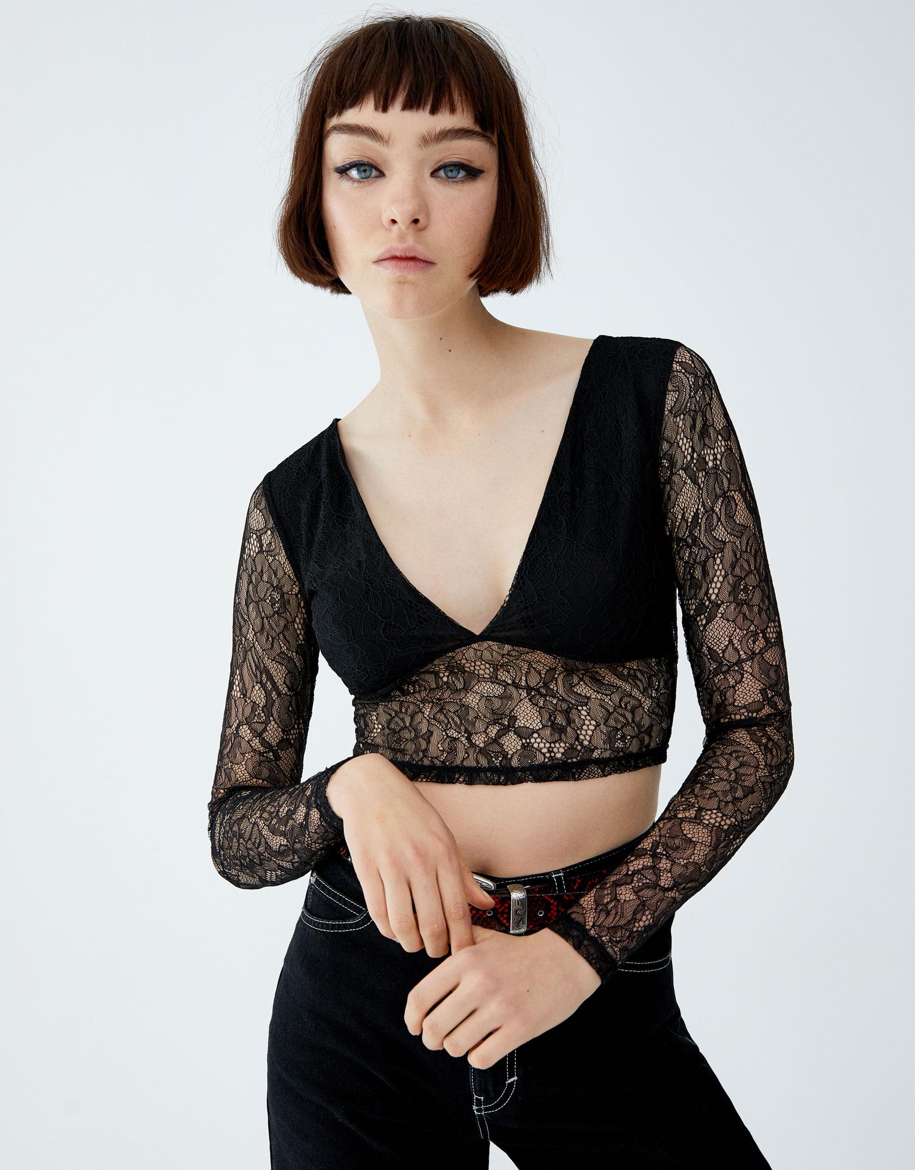 

Топ Pull & Bear 5244312800-AAAD S Черный