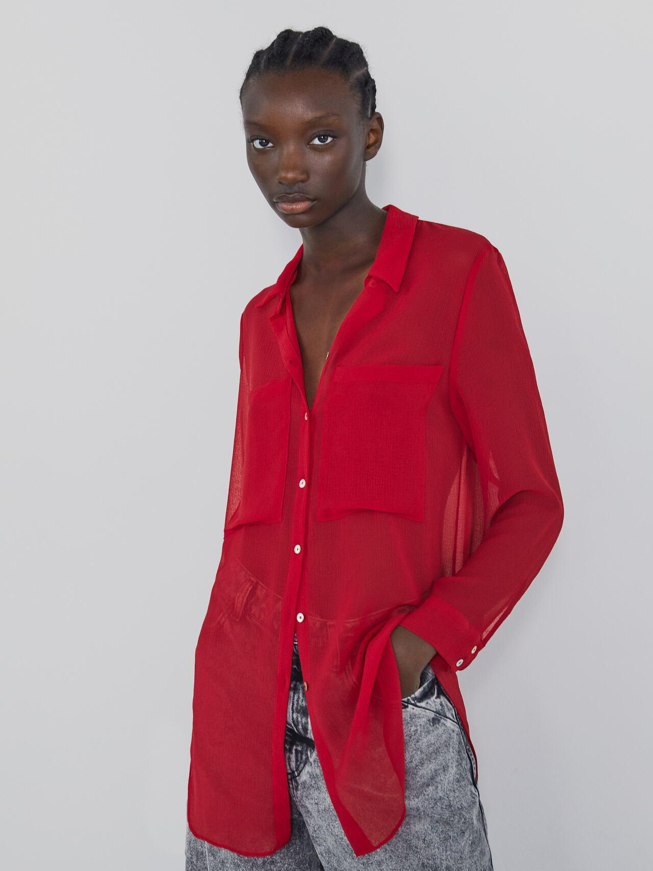

Рубашка Zara 3666186600-ACVF L Красная