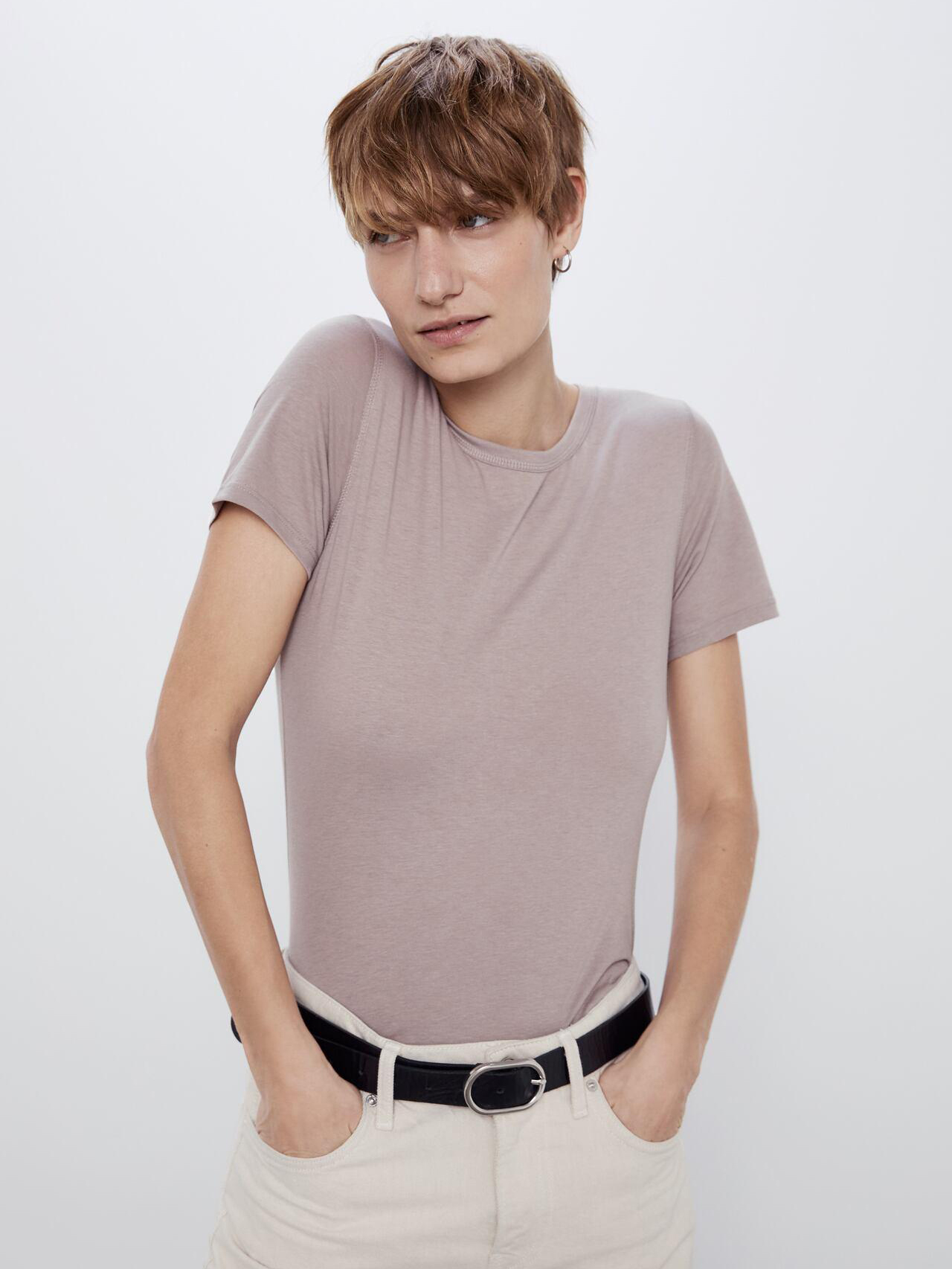 

Футболка Zara 3431626706-ACXI L Темно-бежевая
