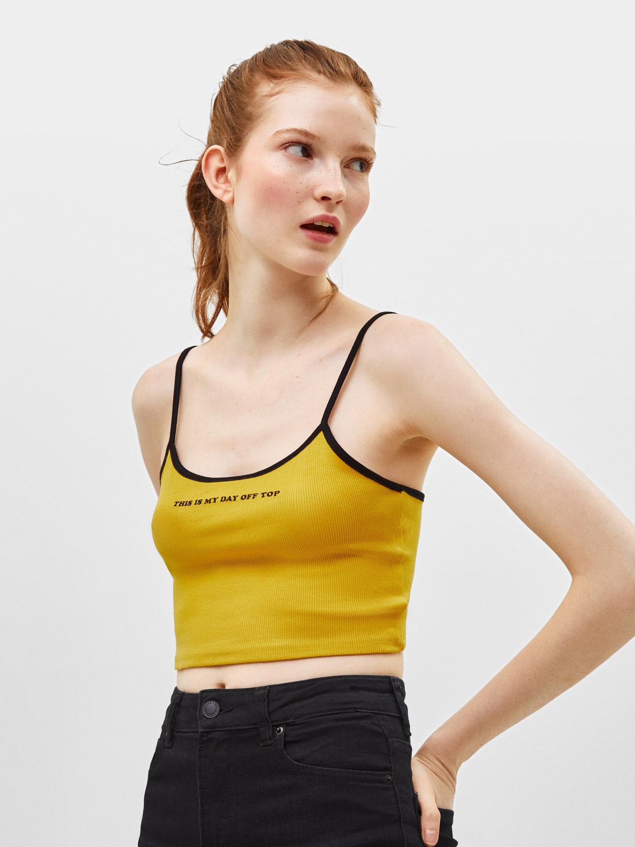 

Топ Bershka 3408880305-AEPI L Желтый с черным