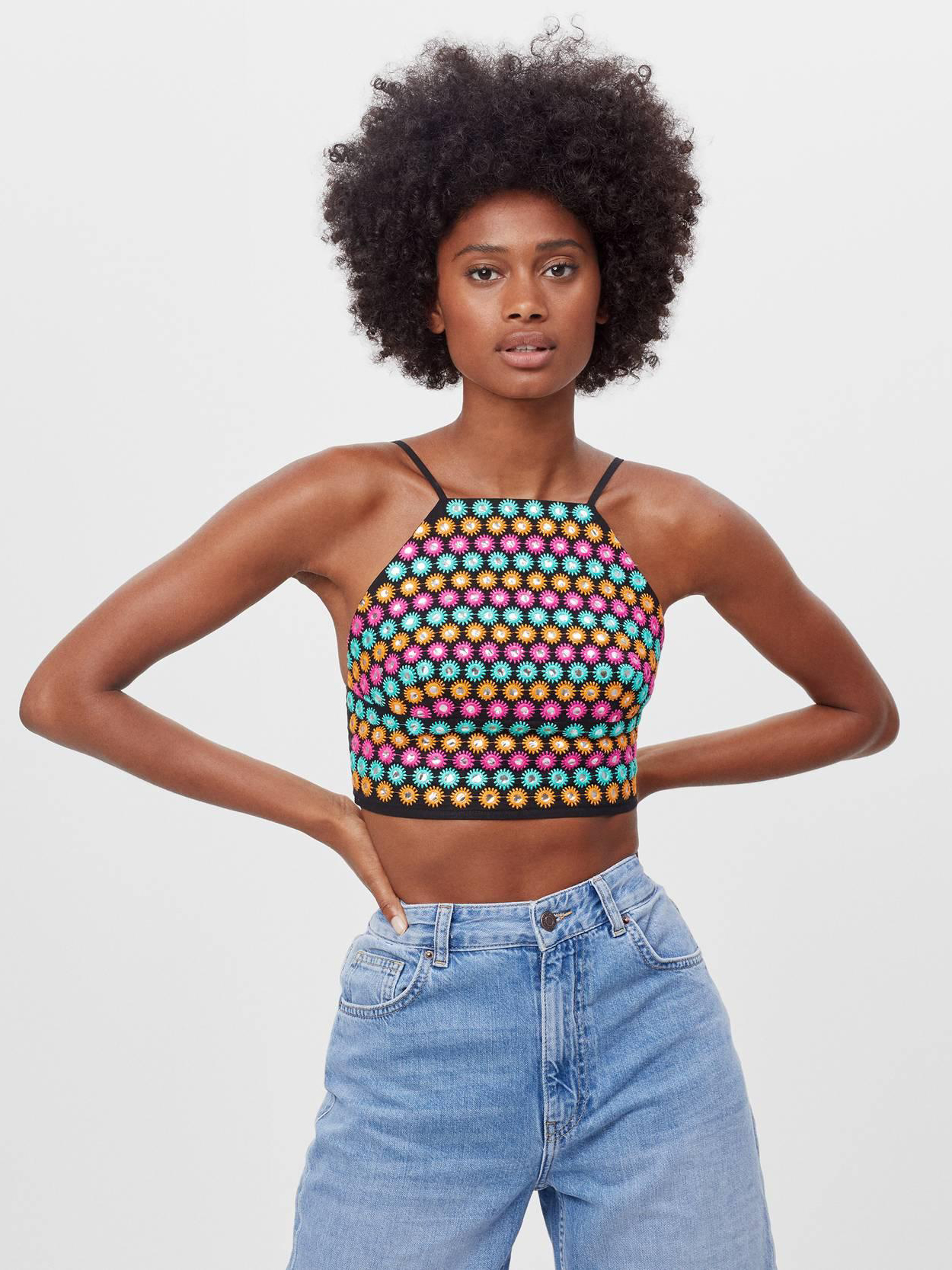 

Топ Bershka 3029274251-AAVX XS Черный с разноцветным