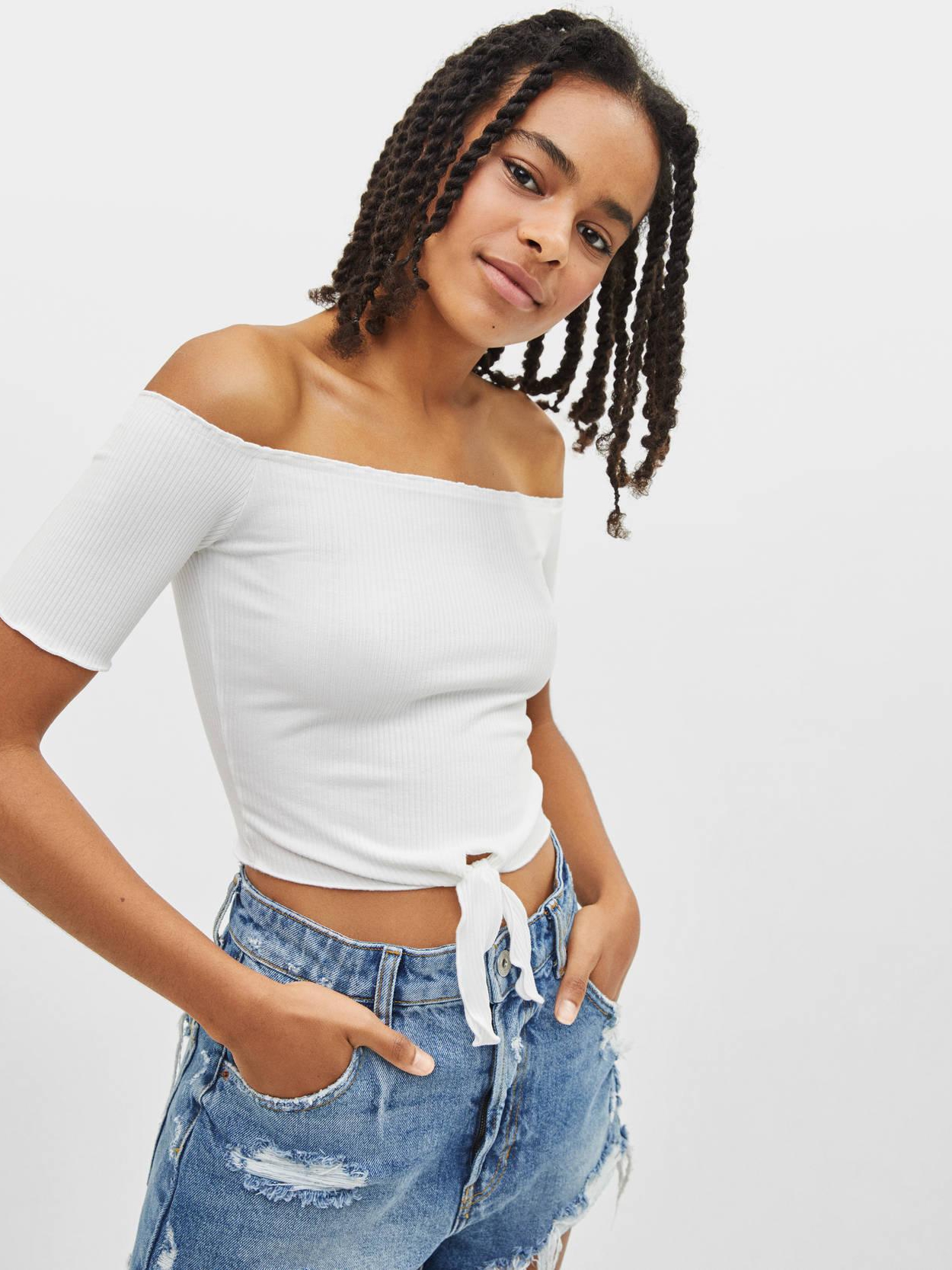

Топ Bershka 2433315251-ACTS S Белый