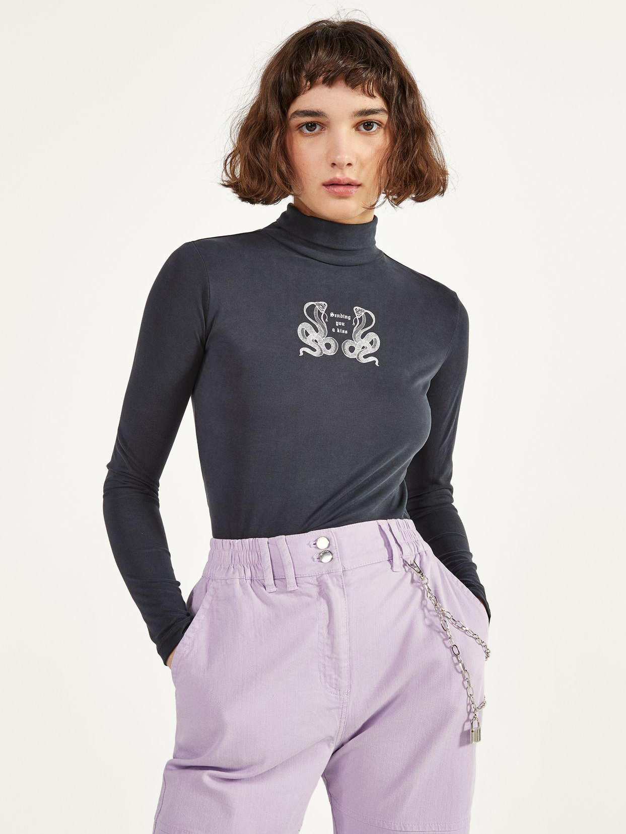

Гольф Bershka 2194168800-ACXW M Темно-серый