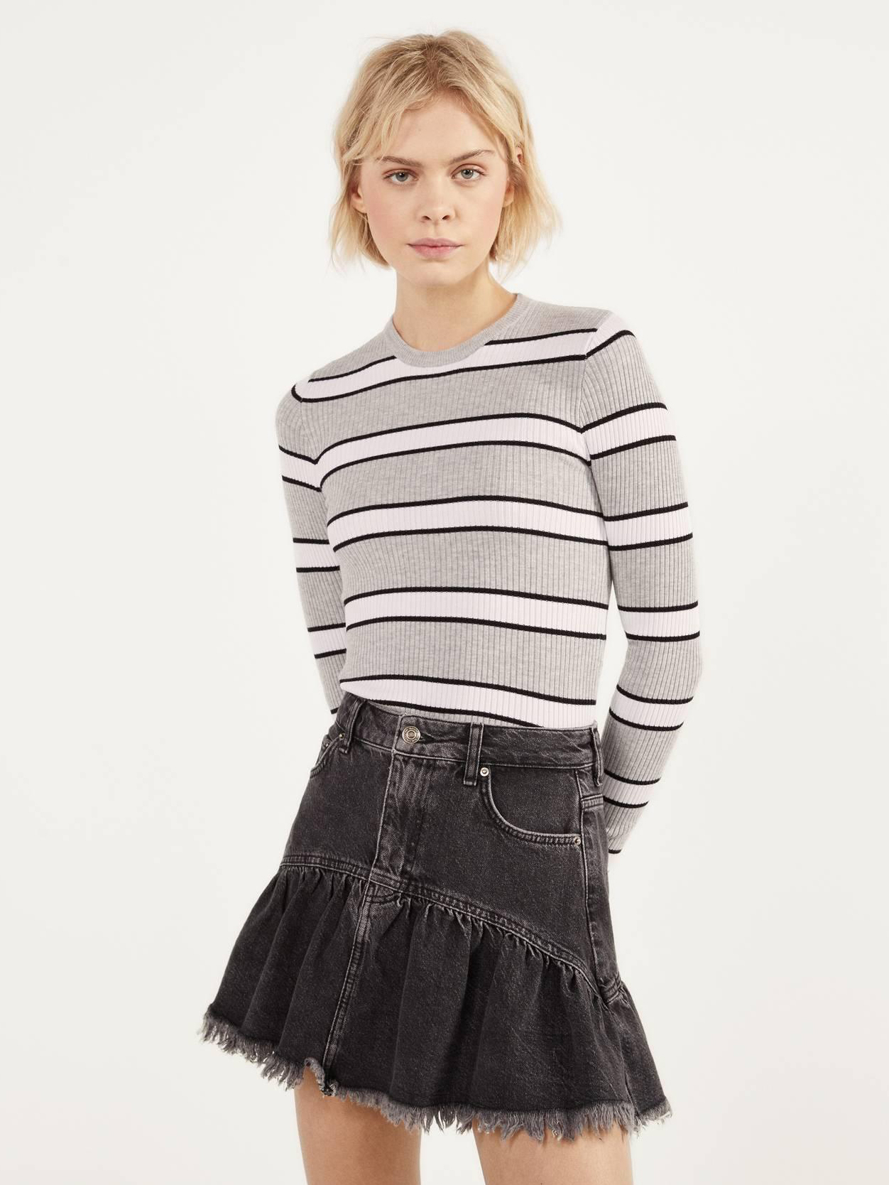 

Джемпер Bershka 1642645810-ABSU M Серый с черным и белым