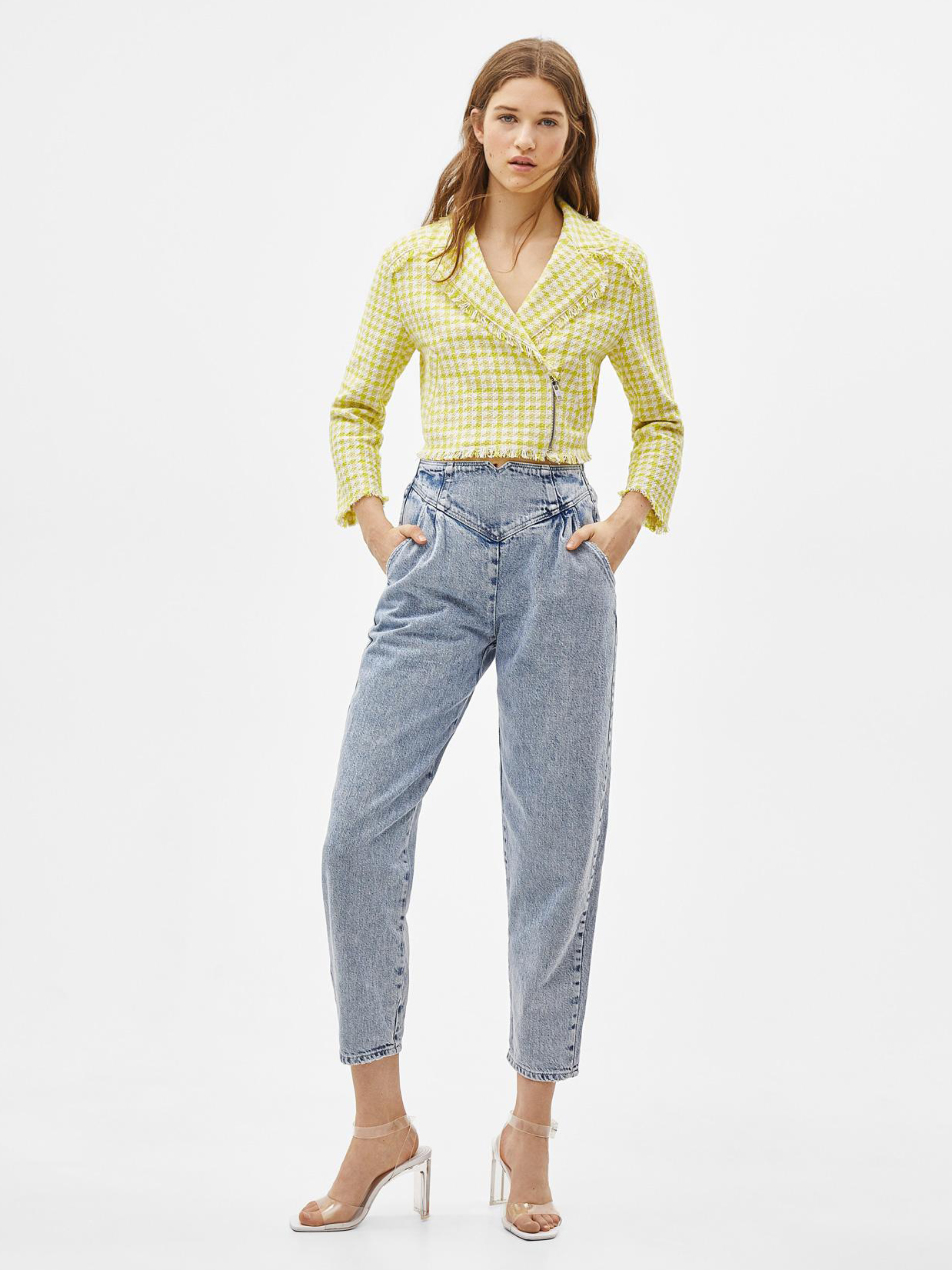 

Жакет Bershka 1162168520-ADKM XS-S Белый с желтым