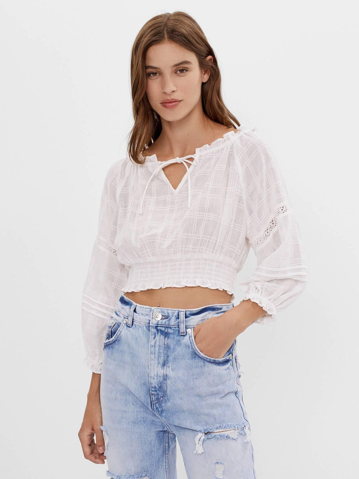 

Топ Bershka 0727494712-ACTS S Белый
