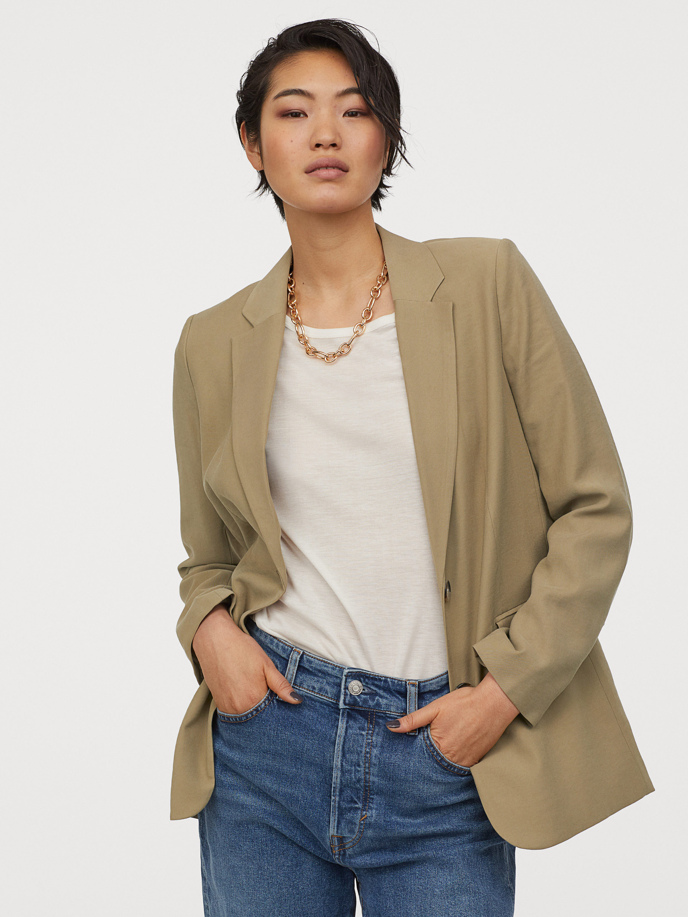 

Жакет H&M 04-0817354-017 40 Темно-бежевый