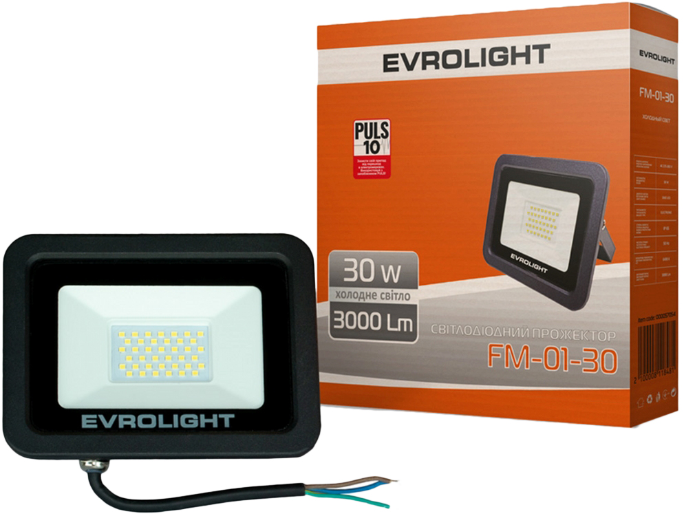 

Прожектор светодиодный EVROLIGHT 30W 6400K 3000 Lm FM-01-30 (57054)